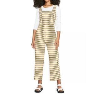 Wild Fable Yellow Striped Strappy Jumpsuit Square Neck Knit Women's Large NWT